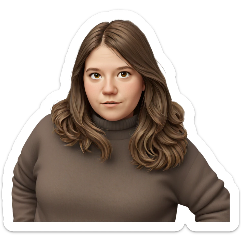 brown haired girl in sweater sticker