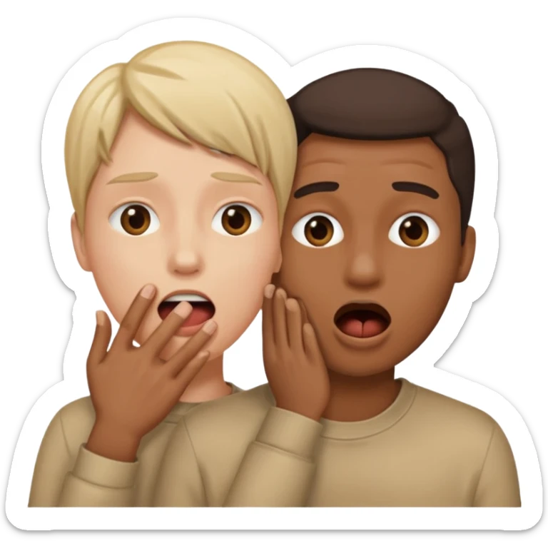 create two people one with their mouth open in disbelief and covering the other persons eyes sticker
