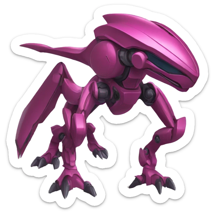 a Genesect-Raptor-Fakémon—hybrid with a futuristic visor-helmet full body sticker