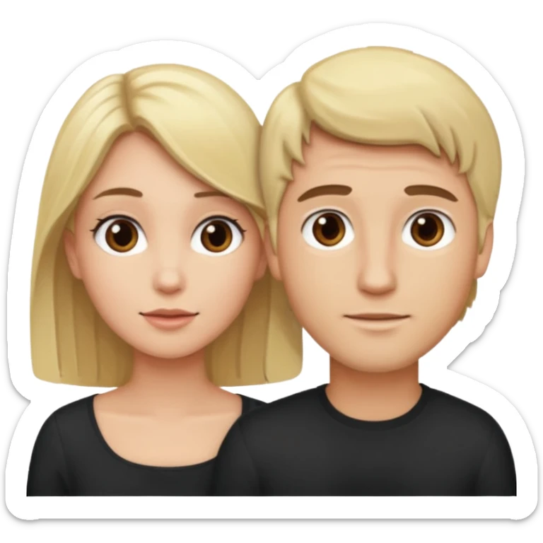 couple male blonde hair female dark brown hair sticker