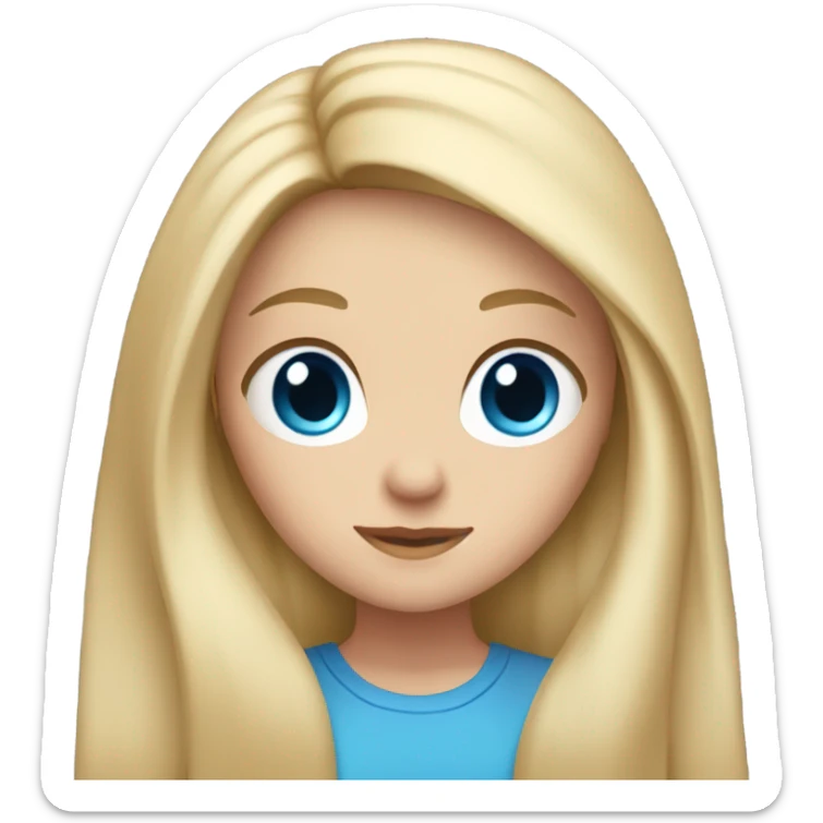 white girl with blue eyes and blonde straight hair  sticker