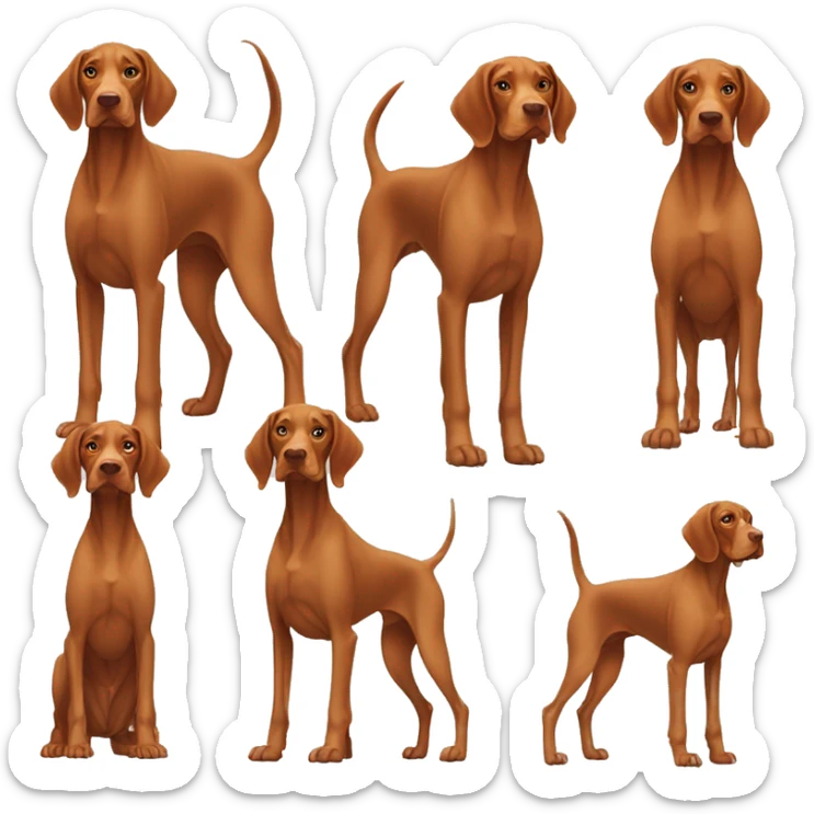 Grown Vizsla dog. Standing. Stocky. Droopy ears. Long legs. Light color paws. Very Light color face.  sticker