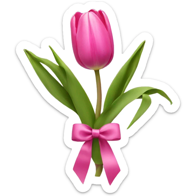 Pink tulips with a bow sticker