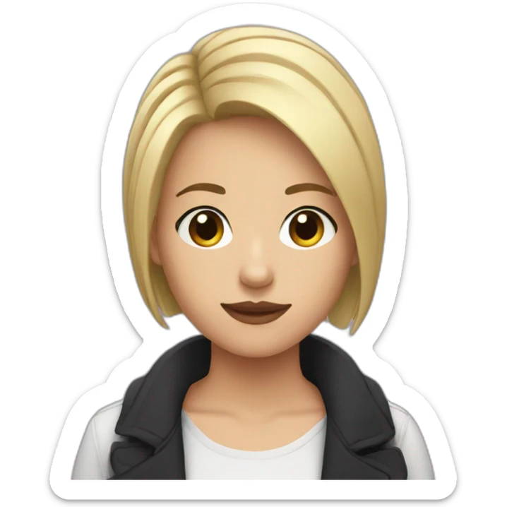 girl with a short blonde haircut and a raven on her shoulder sticker