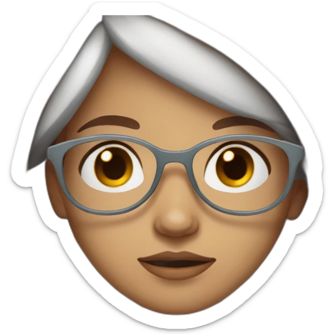 GIRL WITH MIDDLE PART, LONG DARK STRAIGHT AUBURN RED HAIR, BROWN GLASSES, WHITE SKIN sticker