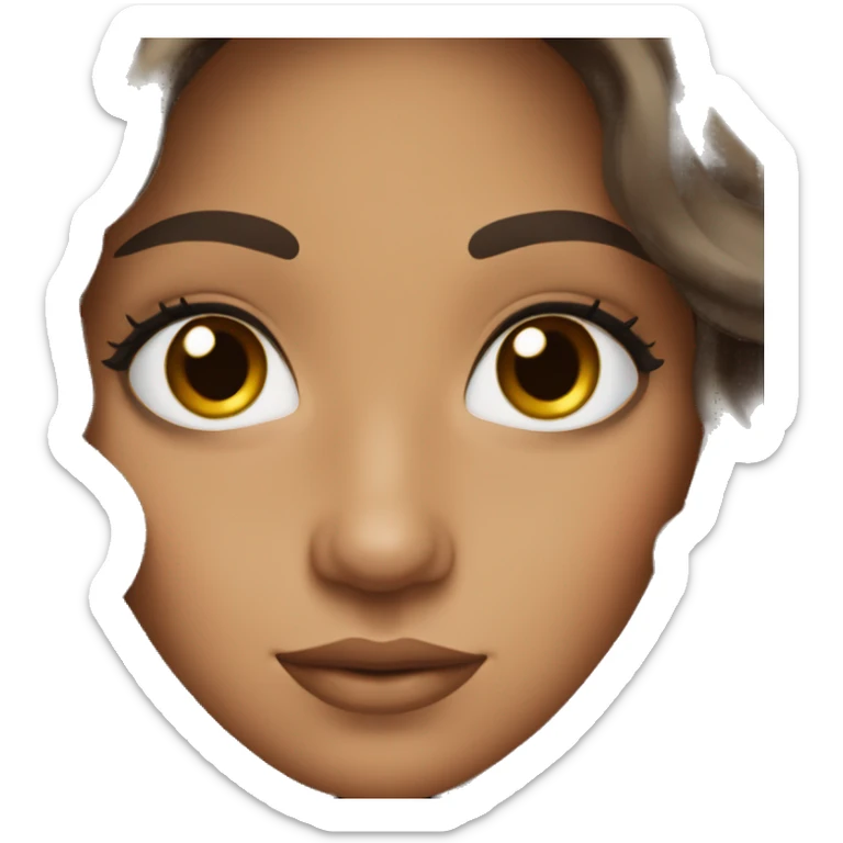 Pretty tan woman with long dark brown wavy hair and dark brown eyes and long lashes sticker
