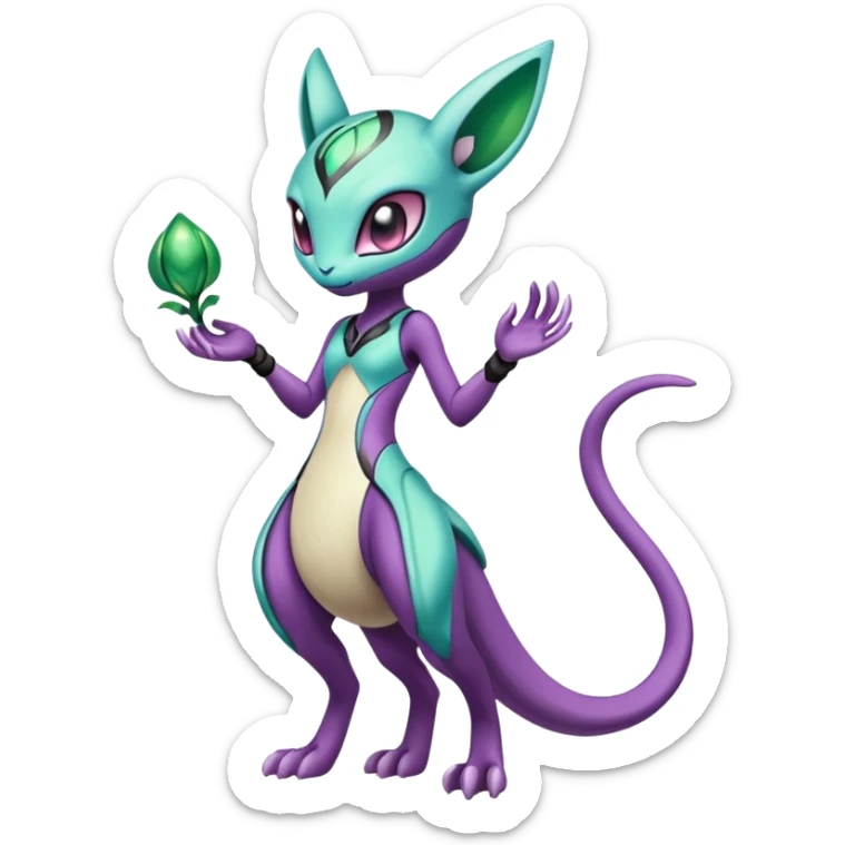 Colorful Exotic Meloetta-Mewtwo-Virizion-Venom-Stitch-Fakémon-creature-hybrid sticker