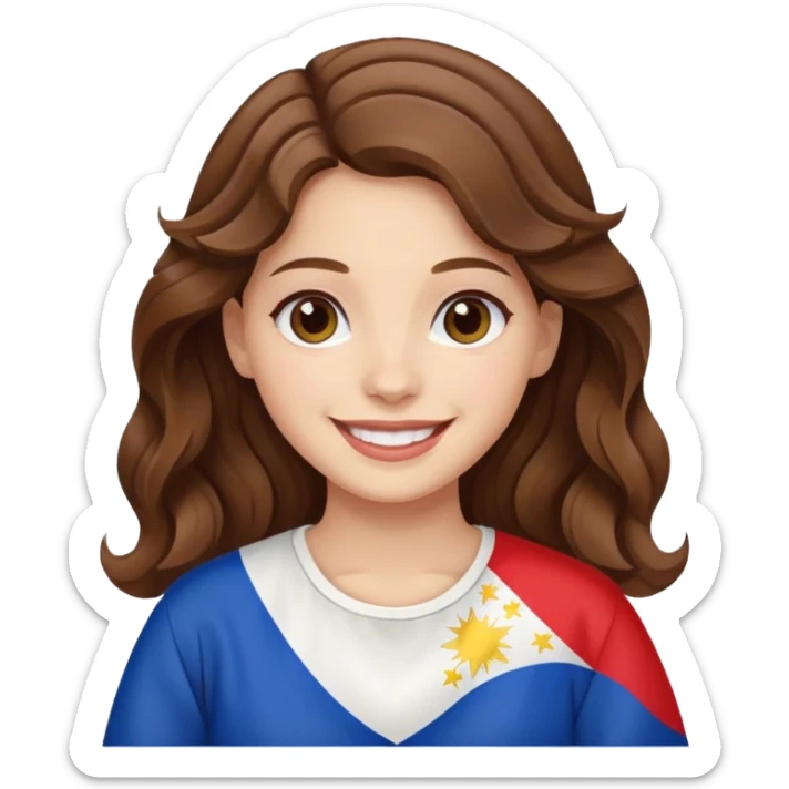 jewish white girl wavy brown hair girl philippine flag sticker
