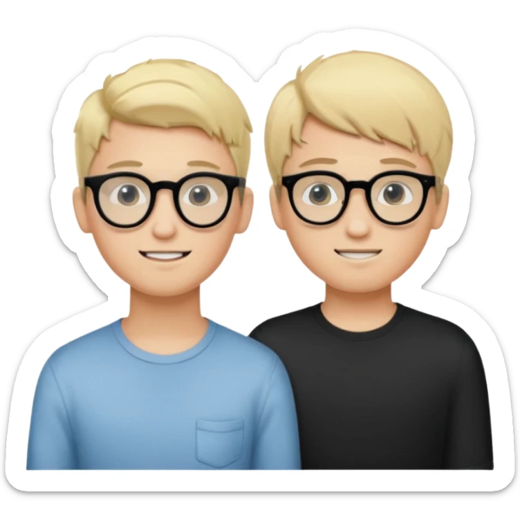me a boy with braces and with blonde hair and black round glasses and my boyfriend with black hair sticker