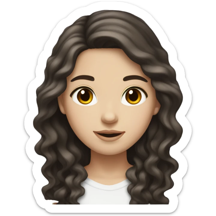 white girl with dark brown wavy hair and brown eyes half asian half white sticker