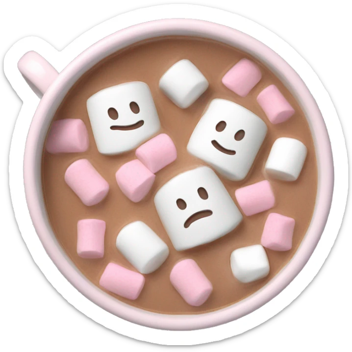 Light Pink mug of hot chocolate with marshmallows  sticker