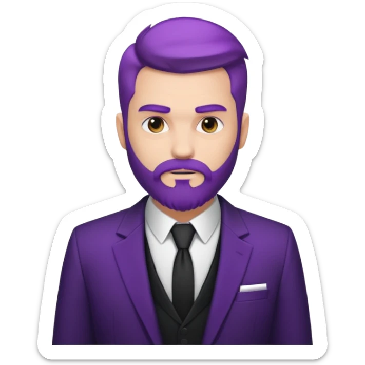 Give me png of a character having bold masculine beard and hairs with white skin which should look similar to a gangster, the colour tone should be purple sticker