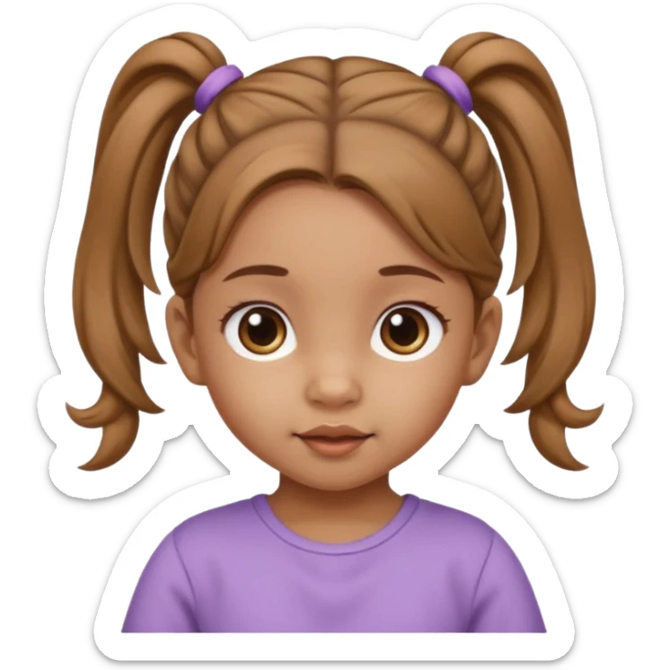 ligth brown baby girl with ponytails hairstyle  sticker