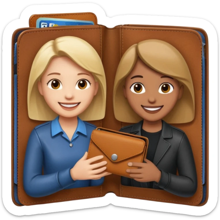 persona devolviendo billetera a otra persona una persona canela y otra persona blana, pero que esten felices sticker