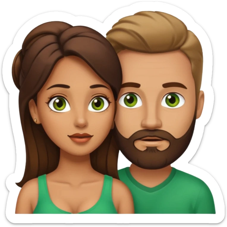 Naked Latina woman  with brown eyes, with white man with brown beard and green eyes having sex sticker