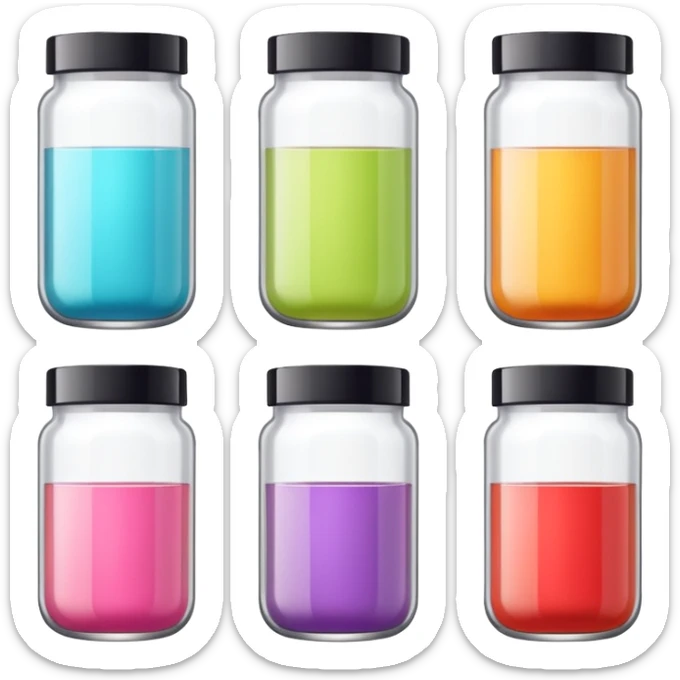emoji of beauty tubes and jar with brand labels, minimalistic design sticker