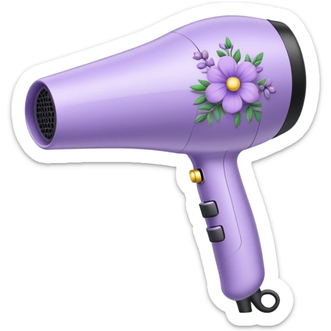 Aesthetic hair dryer in lavender color and floral decorative accents  sticker