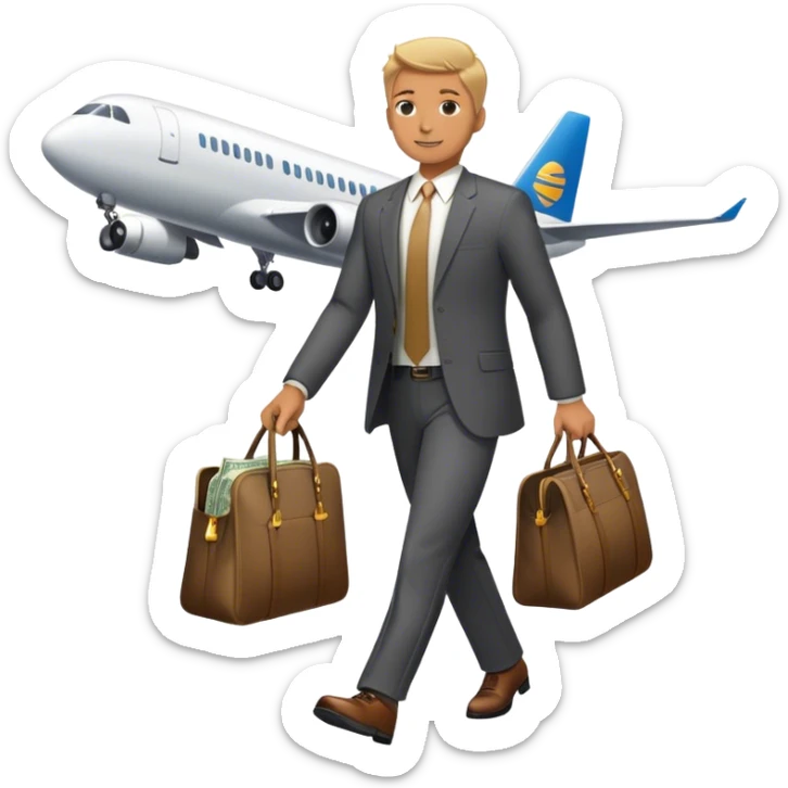 Ed Brown’s big bag with cash walking down the airport runway sticker