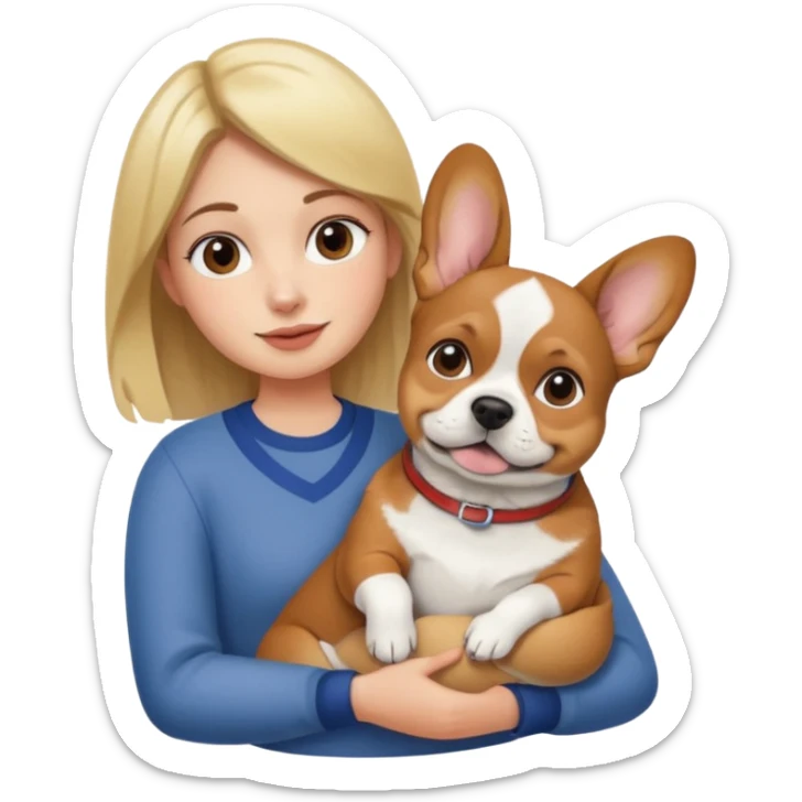 girl with corgi in her arms next to guy with french bulldog in his arms sticker