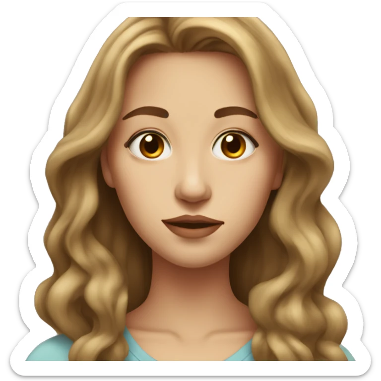 20 year old woman with long light brown hair and long face and big lips sticker