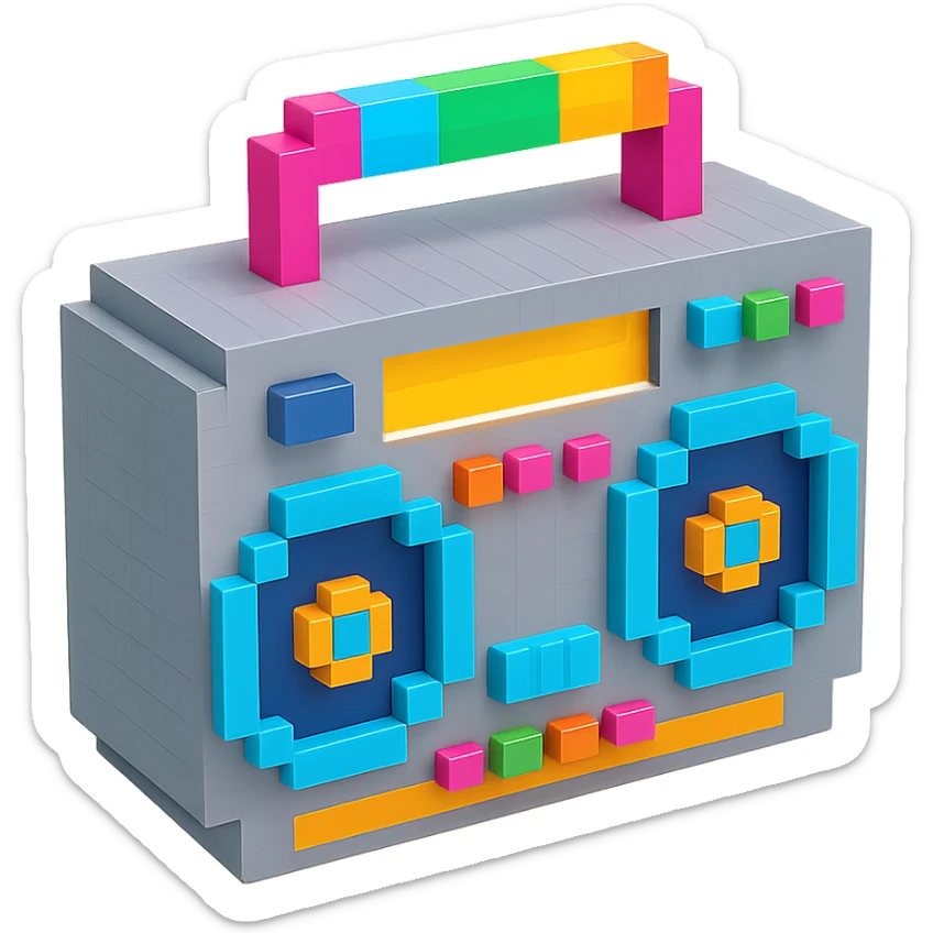 gray boombox sticker