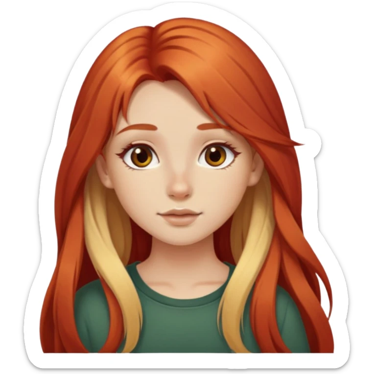 Red hair girl with long hair, a nose ring and blonde hair girl with long hair posing cutely sticker