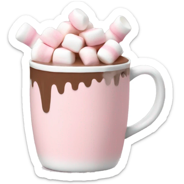 Light Pink mug of hot chocolate with marshmallows  sticker
