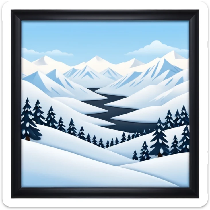 An Alaskan snowy winter back drop to be used in the style of "duck hunt" the bottom 30% needs to contain landscape and the top 70% needs to be blank space. More graphic detail in a 3D style. sticker