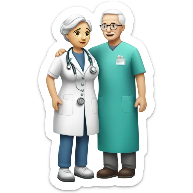 Beautiful nurse takin care of an old person sticker