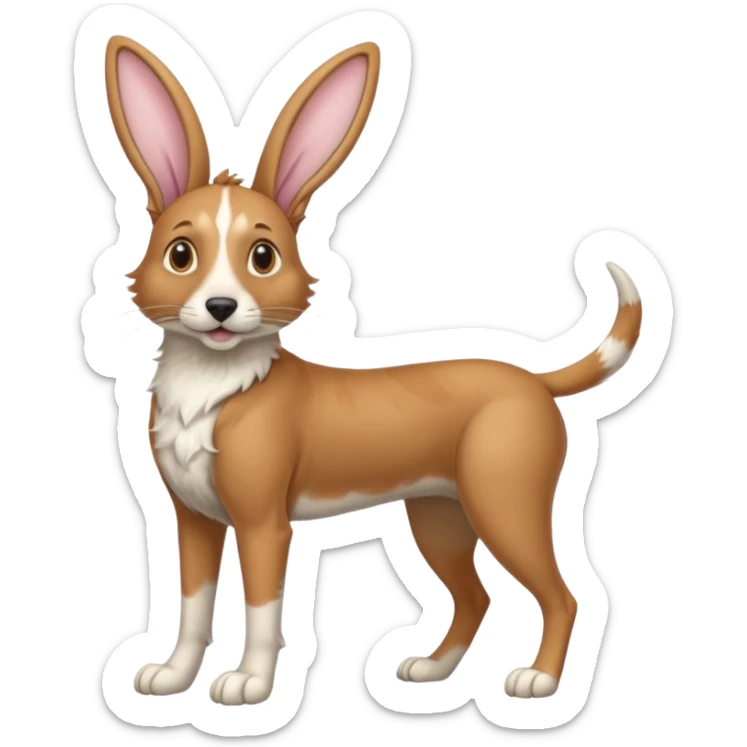Long Nose Breed Dog. Rabbit Ears. Cat Arms Legs Torso Tail Anthropomorphic Fusion Hybrid (Character OC) sticker
