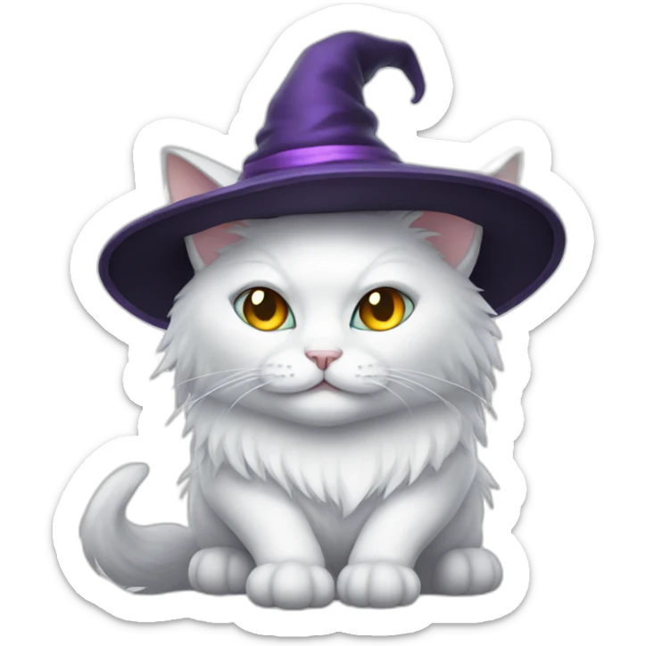 witch white cat sticker