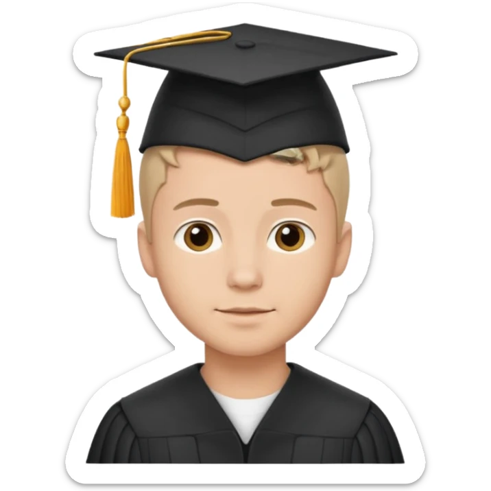 Graduated Students, Male, proudly, short hair, wearing graduation cap sticker