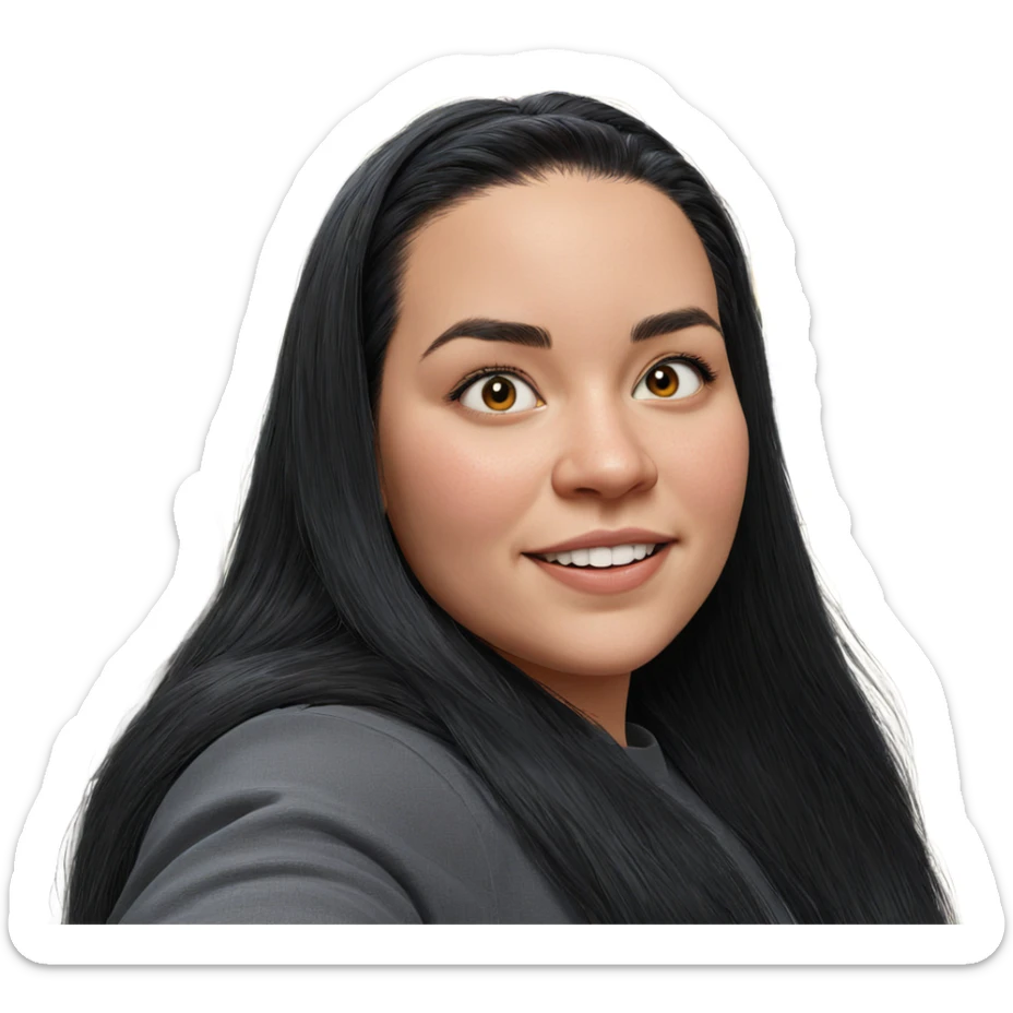 realistic portrait of black hair sticker