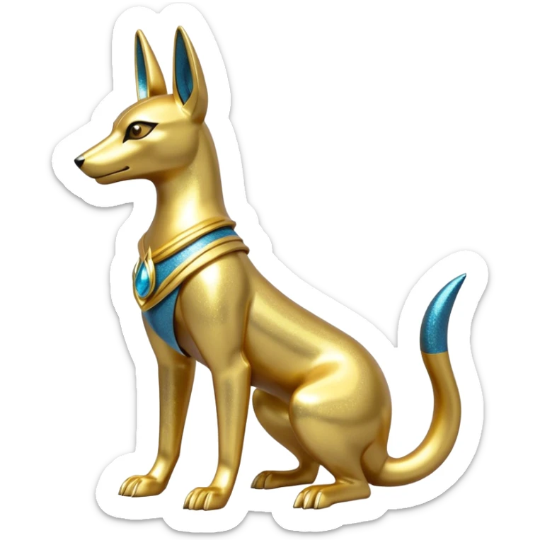 Golden Sparkly Shiny glittery Gold Anubis-Umbreon-Lucario-fusion Statue sticker