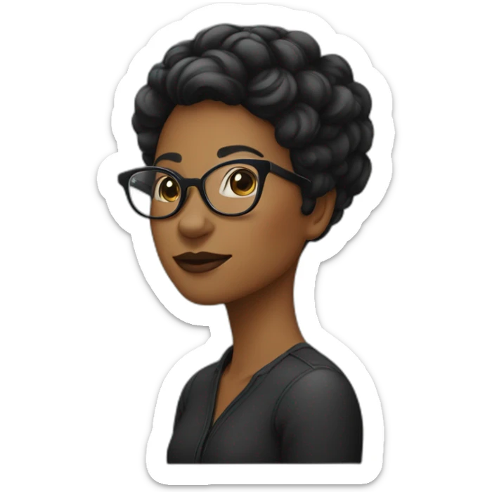 Femme-cheveux-noir-très-court-lunettes sticker