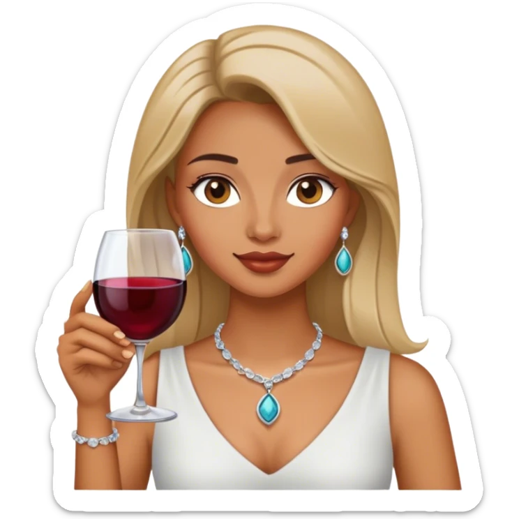 girl with jewerly and a glass of wine sticker