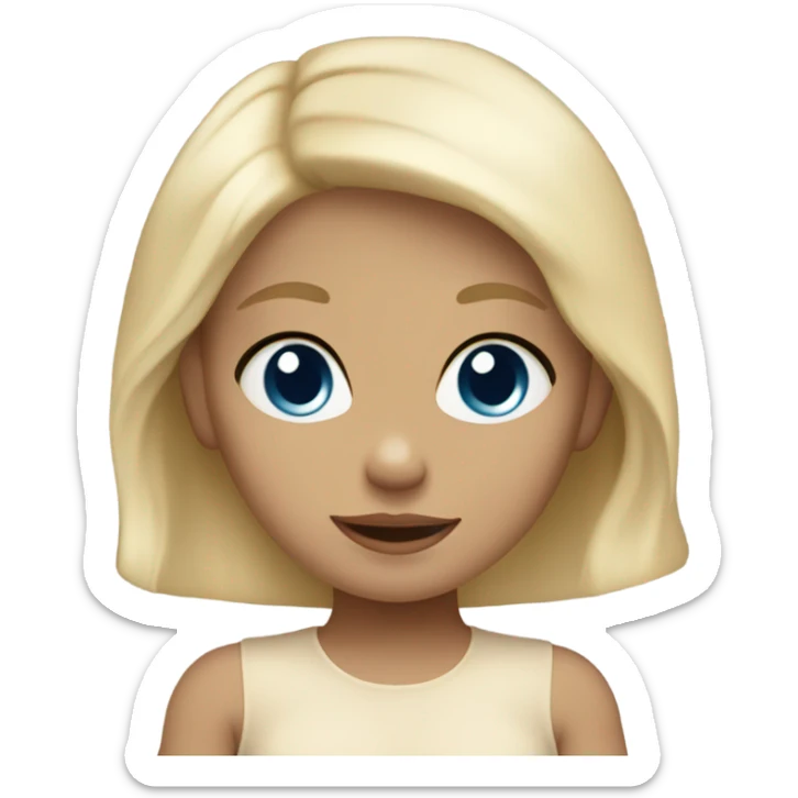 little baby girl with blue eyes blonde in beige bodysuit  sticker