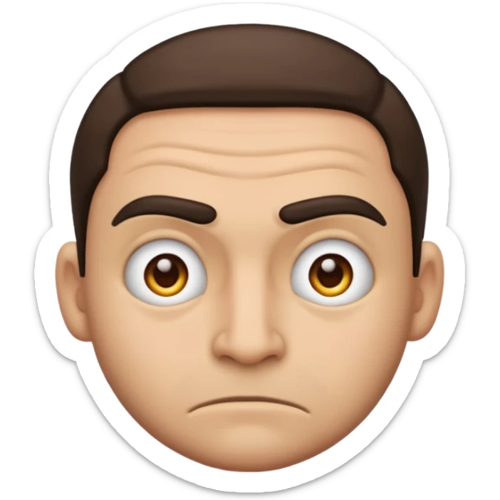criminal emoji with a scar on the cheek, furrowed eyebrows, classic emoji style sticker