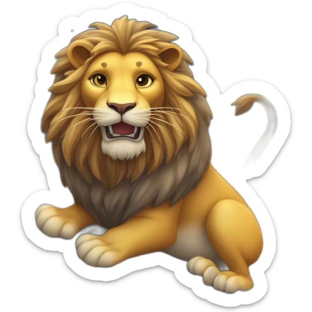 Lion sur la terre  la terre sur un serpent sur un chat sur une marmotte sur une souris sur la lune sur l'océan sur le soleil sur un dophin sur une loutre sticker