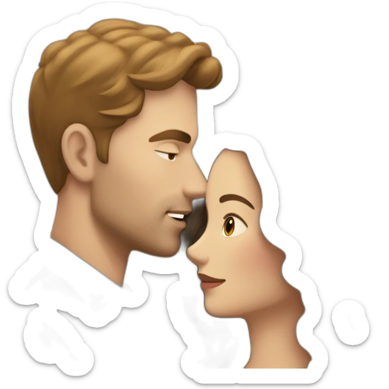 White Man with dark hair kissing white woman with long brown hair sticker