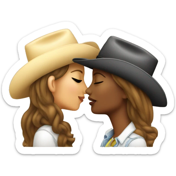 Women, cowgirl, kissing another woman cowgirl sticker