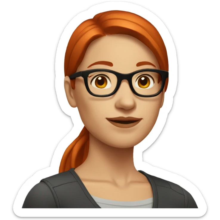 shortstraight red hair, glasses slim mid thirties woman sticker