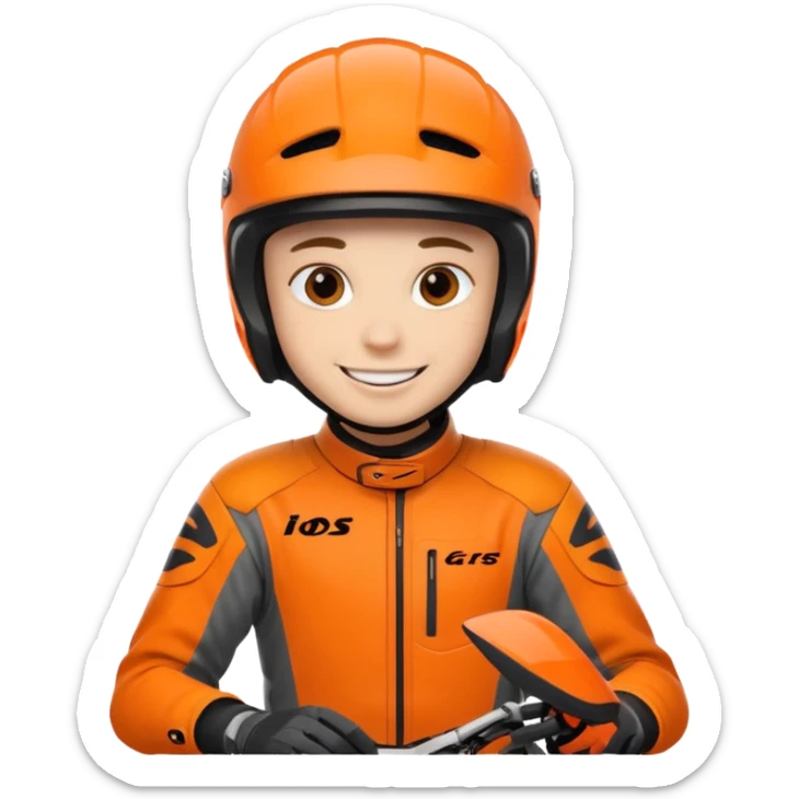 dirtbike rider in orange gear signing autographs sticker