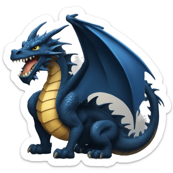 Big black Dragon with smaller Dark Blue Dragon and Little Golden Dragon in the middle sticker