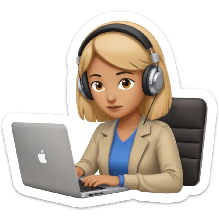super busy female looking at the laptop and headphones do not disturb sticker