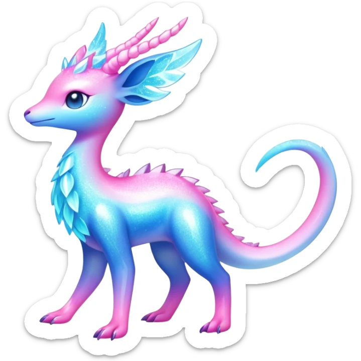 Shiny Exotic Colorful Ethereal Sparkly Amaura-Aurorus-Fakémon-hybrid-creature (full body)  sticker
