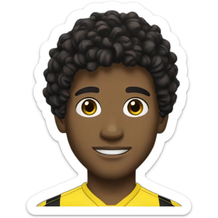 Borussia Dortmund player with a brown skin black short black curly hair sticker