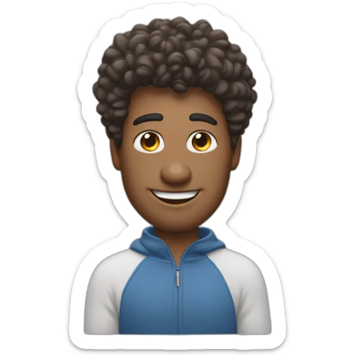 un homme avec cheveux bouclé qui porte un AirPods sticker