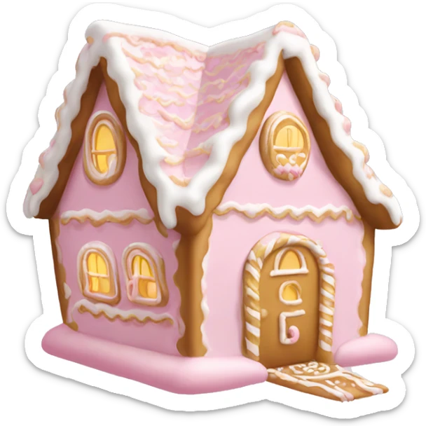 light pink and gold and white gingerbread house sticker
