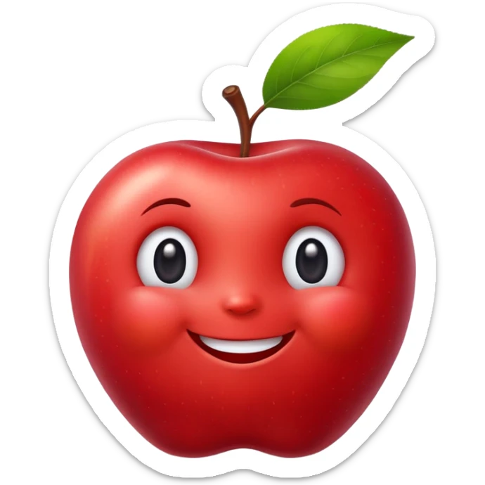 A smiling cartoon apple character named Elma with cute face and little arms sticker